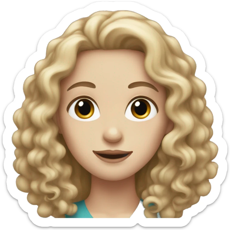 Woman with pale skin and long curly brown hair  sticker