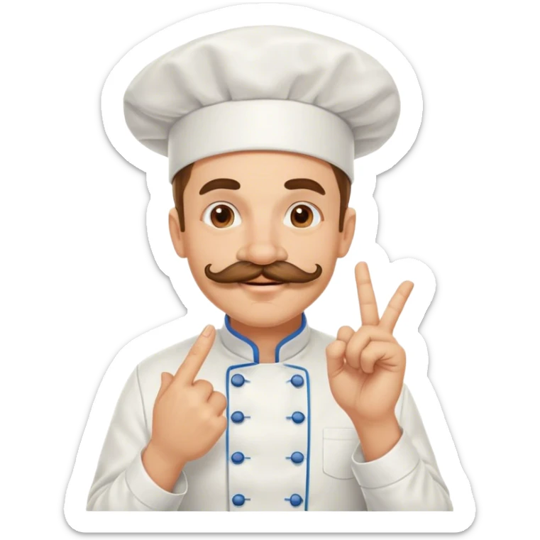 Pleased mustachioed chef with the pinched fingers hand gesture emoji and enthusiastically kissing his fingers sticker