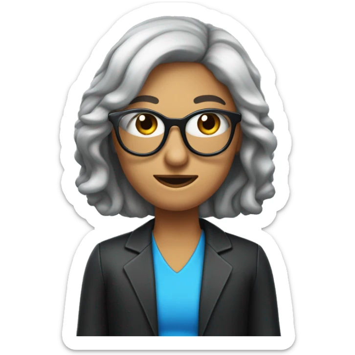 Você é um atendente de telemarketing crie uma emoji com uma blusa AZUL e um fone, CABELO PRETO, PELE BRANCA, OCULOS DE GRAU sticker