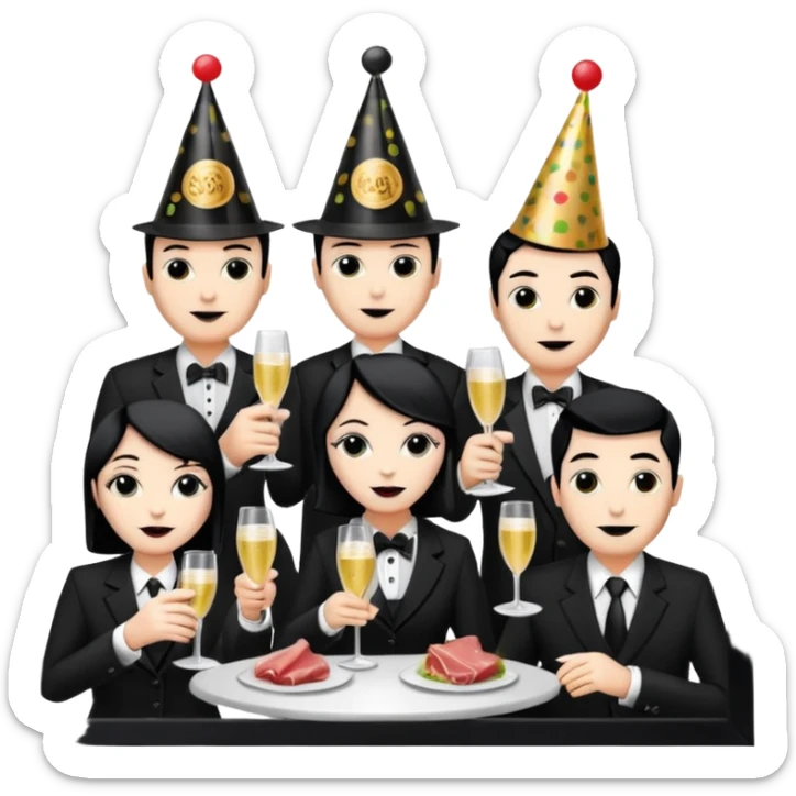 goth corporate executives enjoying champagne Party at SPAM meat cafe paris LANDSCAPE  sticker