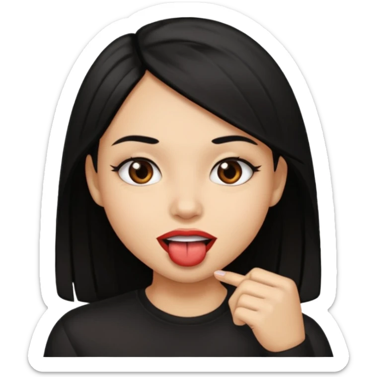 Brown light skin girl straight black hair biting her lips like this 🫦 sticker