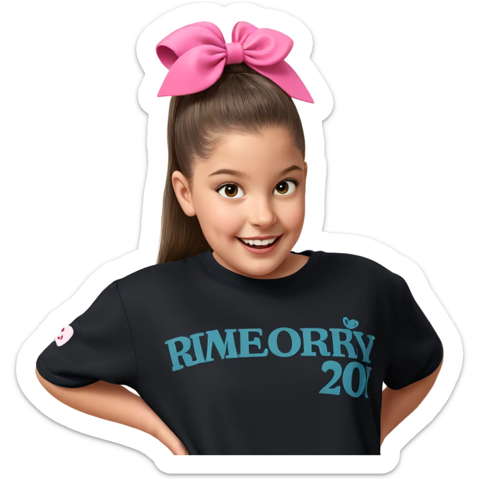 girl smiling in pink bow sticker