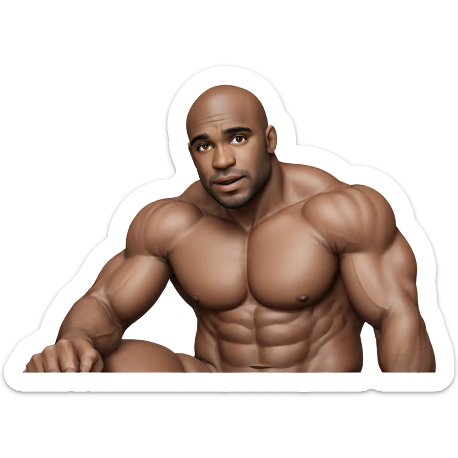 muscular male portrait bare skin sticker