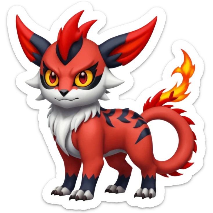 Handsome cool badass edgy Absol-Litten-Guilmon-Giratina-Pokémon-Fakémon-fusion-hybrid-creature sticker