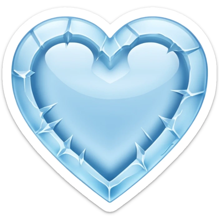 a flat heart that appears to be chiseled from a block of ice. Frost seems to grow on it sticker