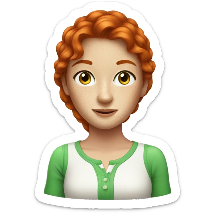 Red-haired girl with freckles and green eyes sticker