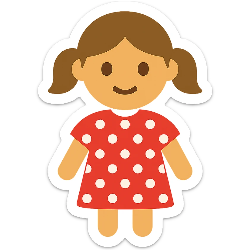 Little girl in red dress with white polka dots sticker