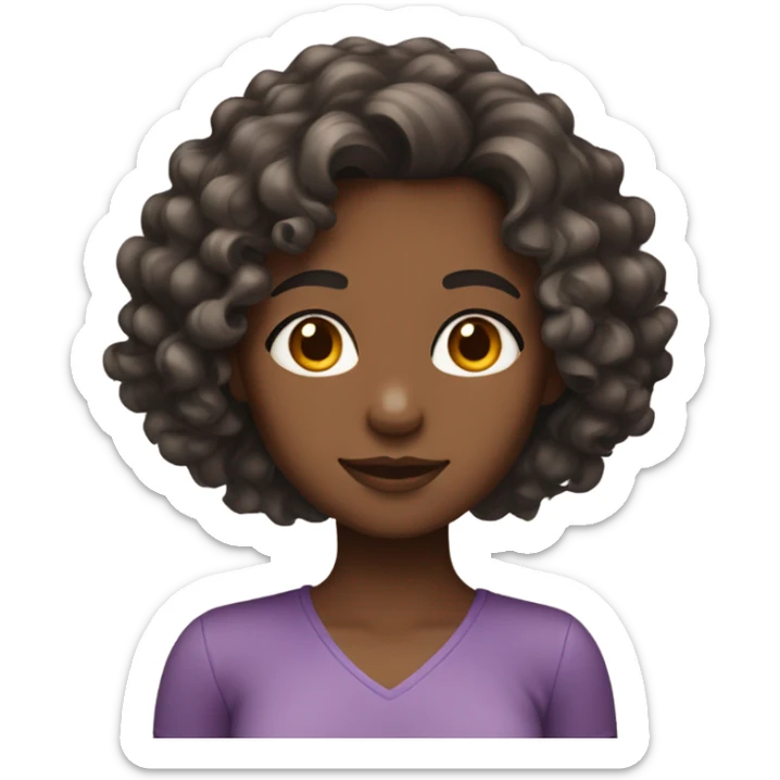 girl with medium to dark skin and shoulder length curly hair sticker