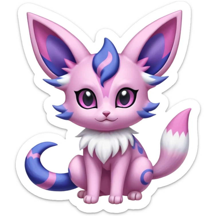 Shiny Exotic Cute Espeon-Sylveon-Purrloin-Meowstic-Hybrid-Creature with pattern-markings sticker