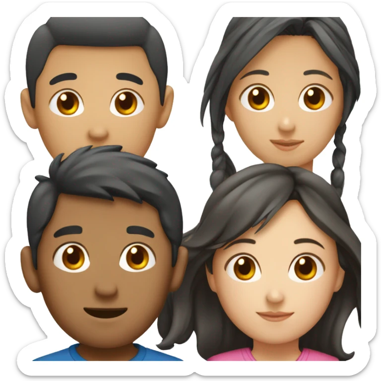 team of 3 asian friends (2 boys and 1 girl) sticker