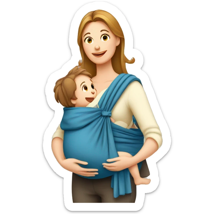 European Babywearing mom with baby in storchenwiege carrier sticker