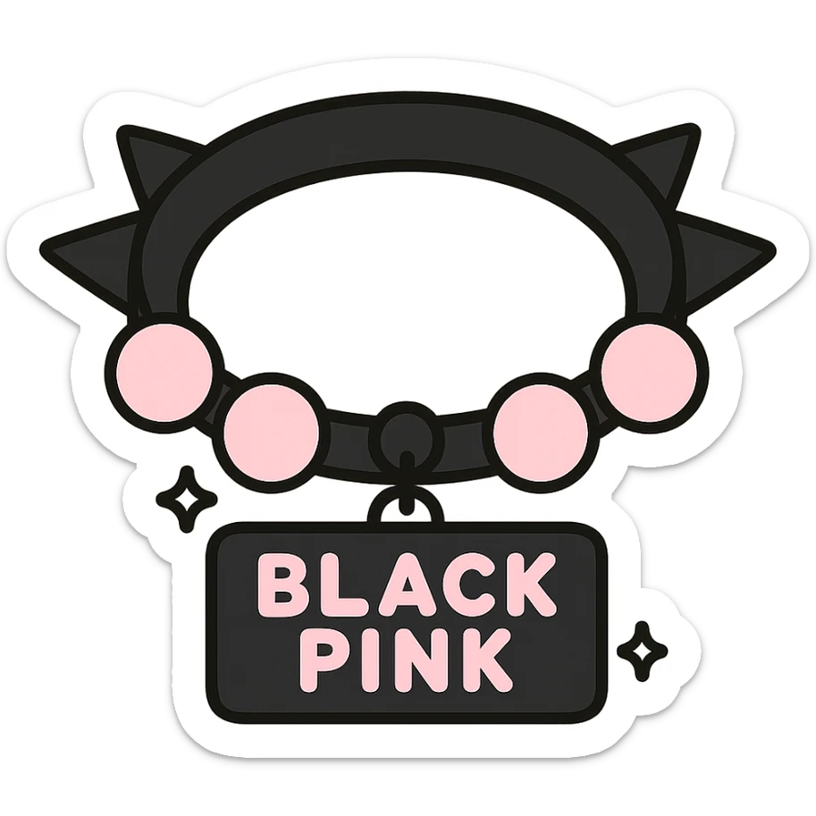 BLACKPINK-inspired gothic bracelet, no hearts, kawaii style, cute and stylish, black and pink colors sticker