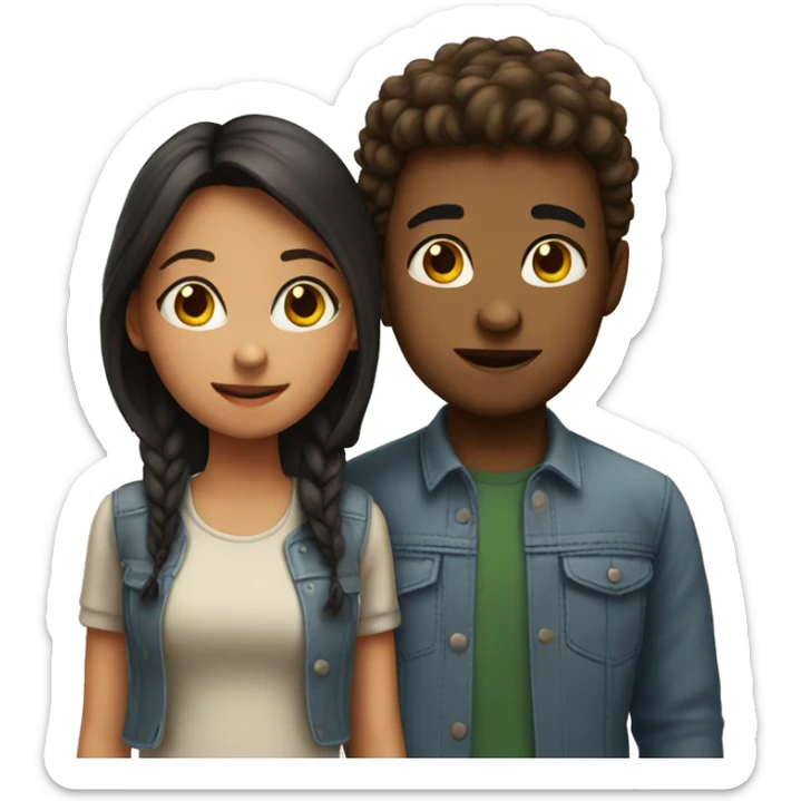 girl whit boy sticker