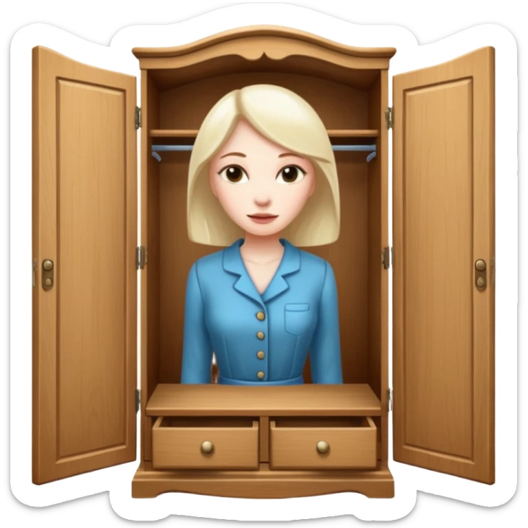 A character from the fairy tale Beauty and the Beast: the lady who was turned into a wardrobe by magic. She retains the wardrobe's original form and has an anthropomorphic face. sticker