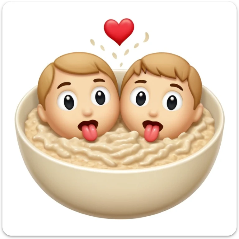 two bowls of oatmeal with tongues on the bowl that are kissing  sticker