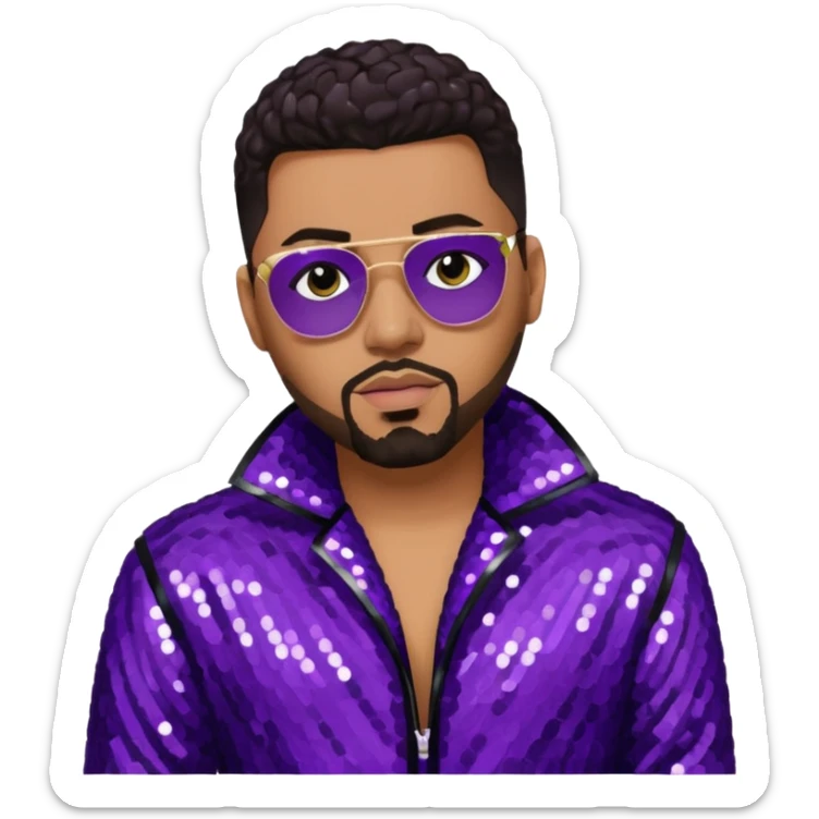 Al B. Sure, R&B Singer with dark brown hair, dark purple sequin outfit sticker