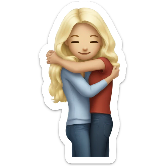 The woman blonde hugs the girl brunette  sticker