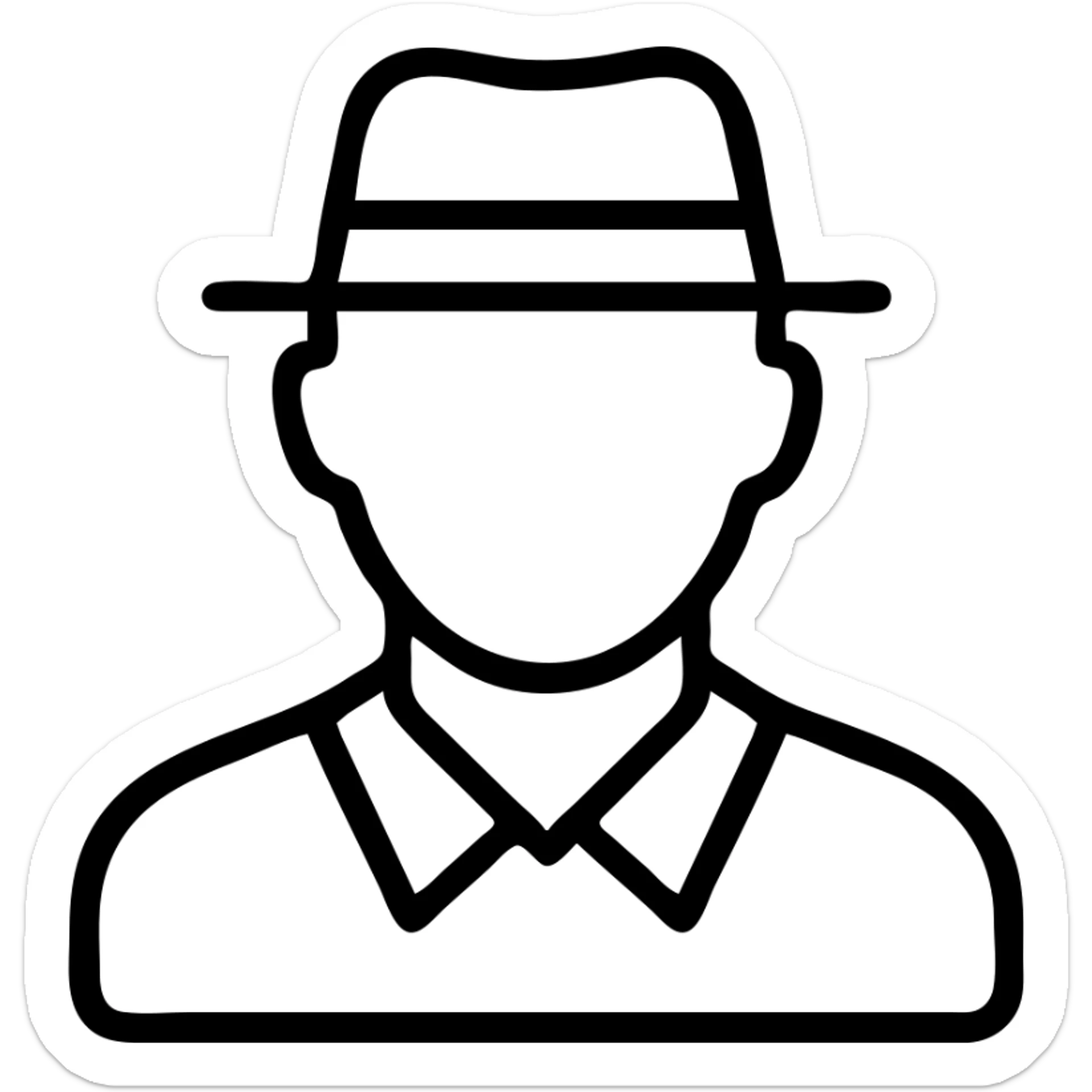 outlined icon of a man with a hat sticker