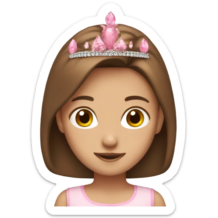 Girl with brown hair pink tiara emoji sticker