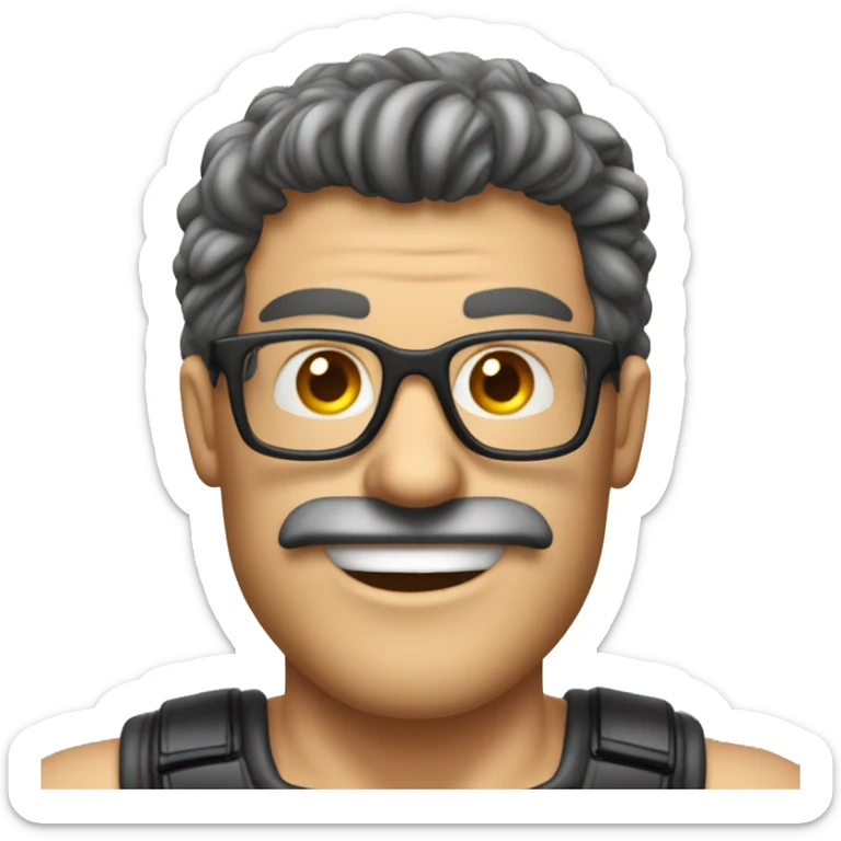 Homme musclé cheveux legerement bouclé cheveux court avec des lunettes  sticker