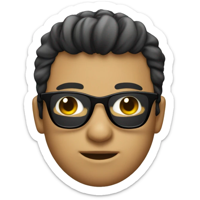 emoji solo de cara de una joven con gafas piel blanca y pelo negro  sticker