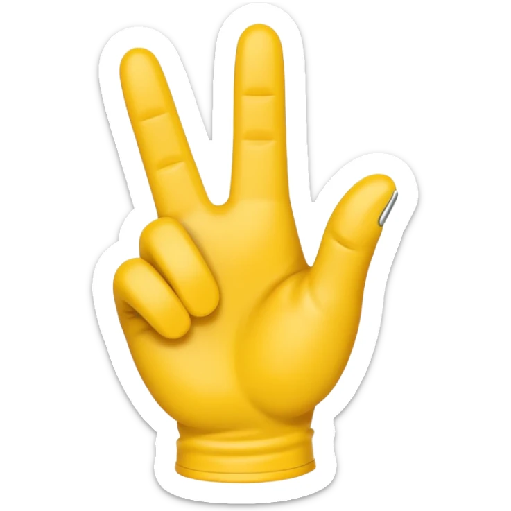 Make me an emoji of a hand with 2 fingers ni a zipped all yellow sticker