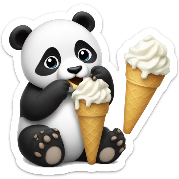 Panda eating ice cream sticker