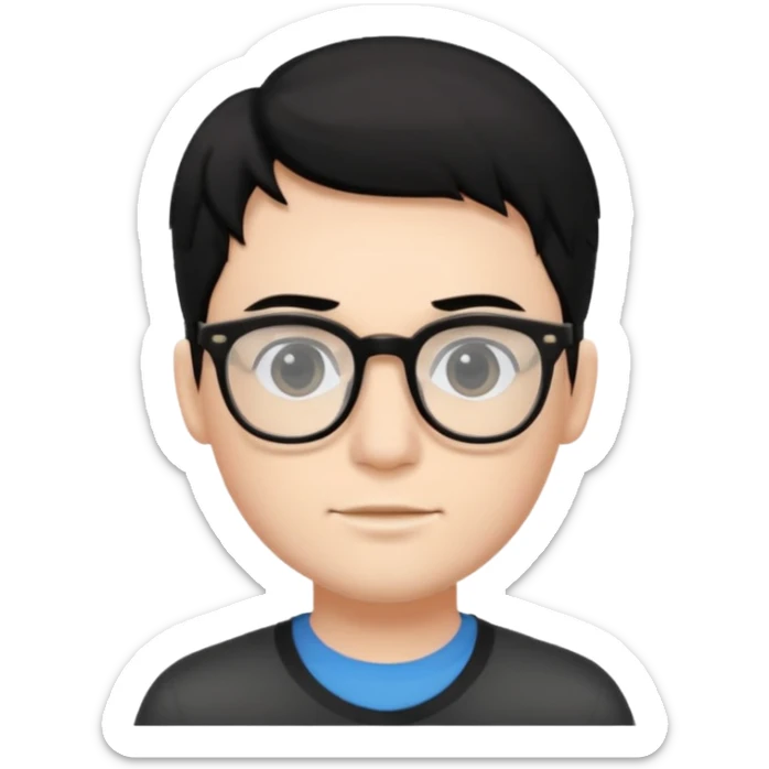 very handsome and very white as a color skin boy with black hair and glasses  sticker