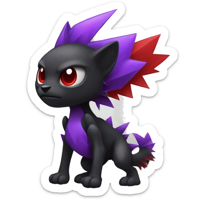 Black and purple and red edgy punk vernid Fakemon full body sticker