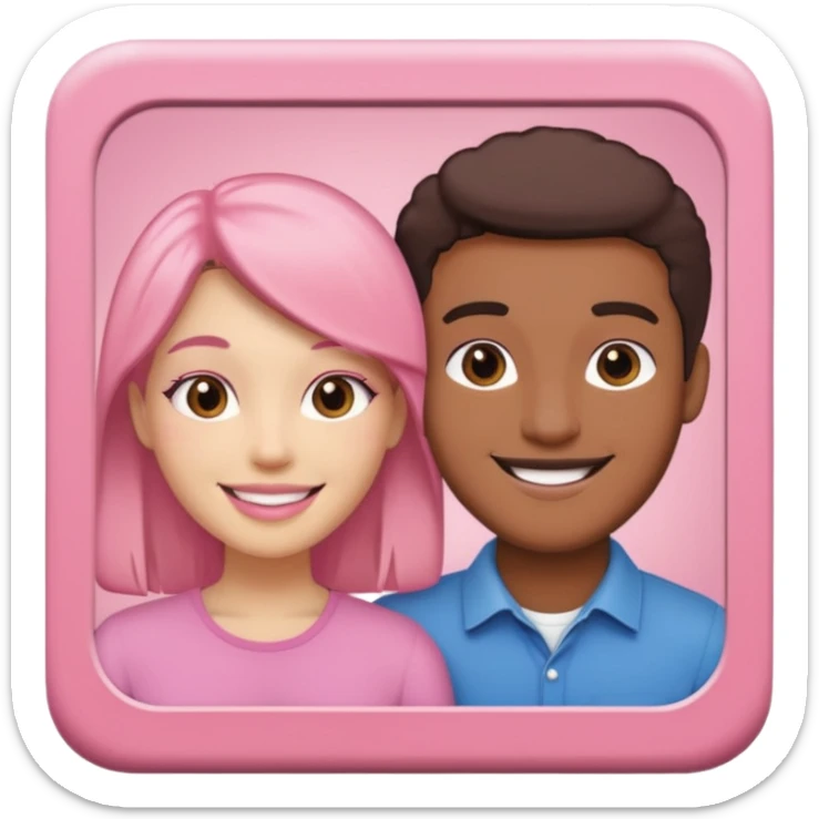 pink polaroid photo of a couple sticker