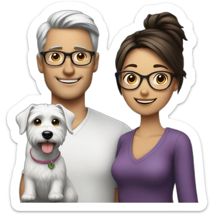 Man with glasses anda woman with a westie dog girl sticker