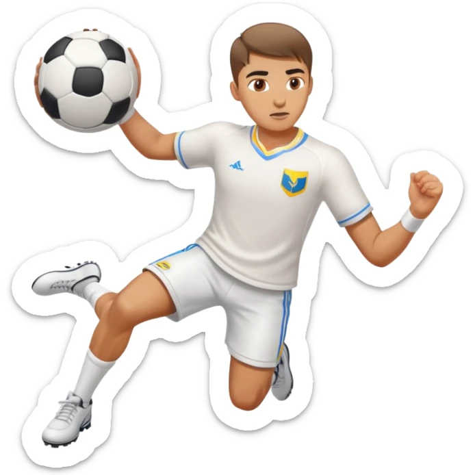 Ukrainian young man in a white embroidered shirt playing sports sticker