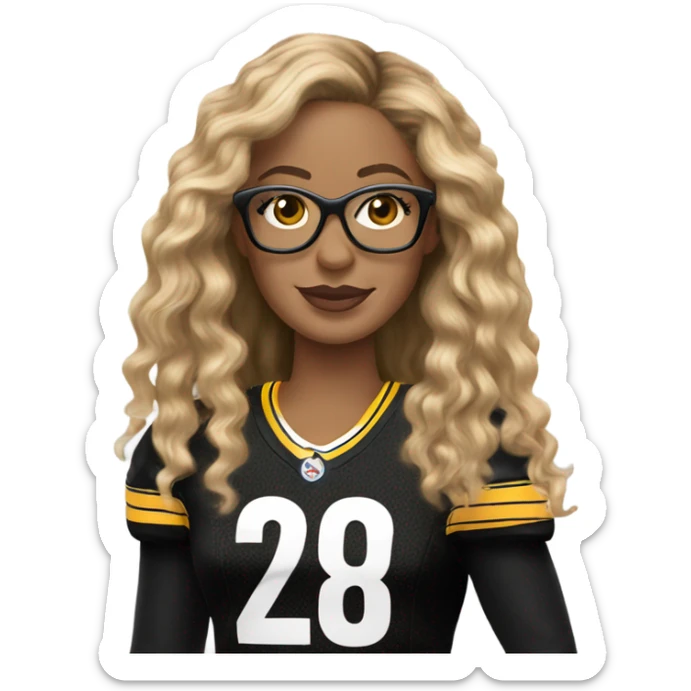 steelers nfl jersey beyonce with blonde brown hair brown glasses sticker