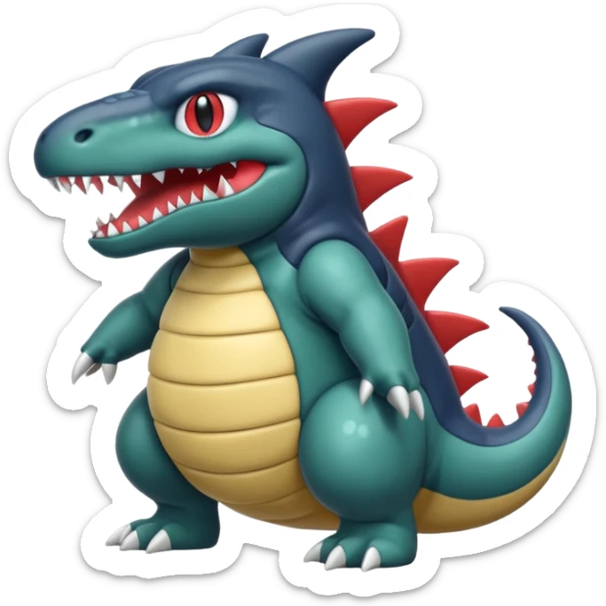 Slimy Grunting Squeamish Sad Blobby Gurgly Gooey Tyrunt-Garchomp-Aggron-Axew-fusion sticker