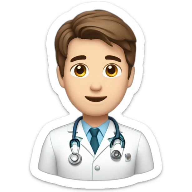 Male Doctor, Short brown hair, combed to the side. Hearts around sticker