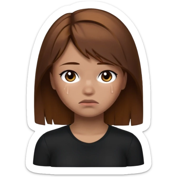 Roblox darians46 AVATARgirl whit brown hair and black shirt sad sticker