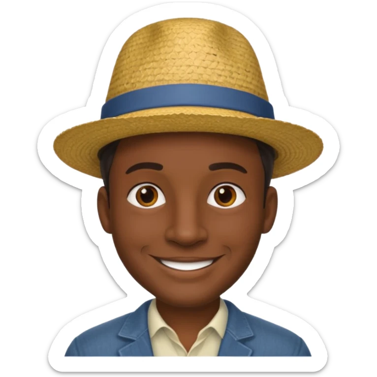 Visage homme créole réunionnais avec chapeau sticker