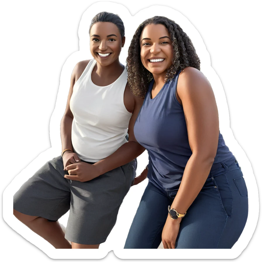 smiling girl with dark-skinned boy sticker