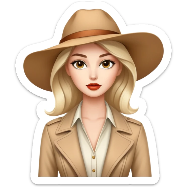 Beautiful Western female fashion model with elegant features, runway pose, stylish designer outfit sticker