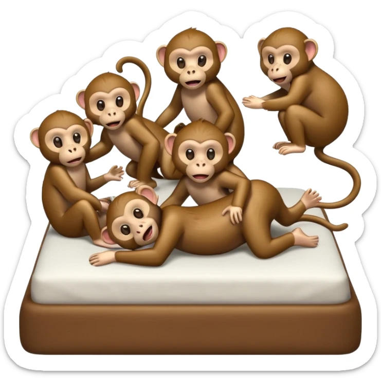 Cinco monitos salta en la cama uno se cayó se golpeó la cabeza mamá llamo al doctor ye le doctor dijo no más monos saita em la cama sticker