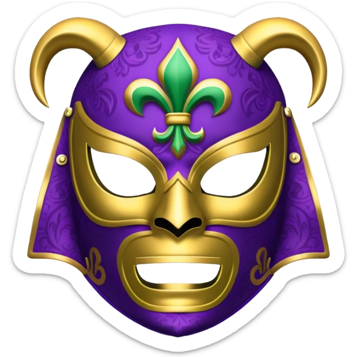 Louisiana themed luchador mask with fleur-de-lis and Mardi Gras colors sticker