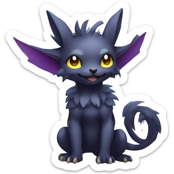 Cute cool fantasy dark-themed animal hybrid Fakemon full body sticker