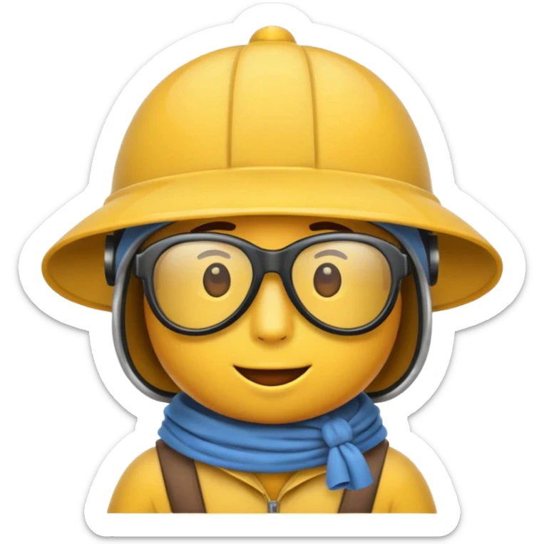 Erstelle mir einen Fallschirmspringer im emoji style mit Helm und Brille auf dem kopf und einem Tuch vor dem mund sticker