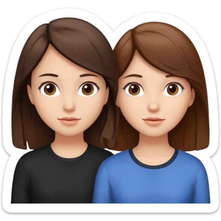 2 Besties g girls one dark brown hair one light brown hair sticker