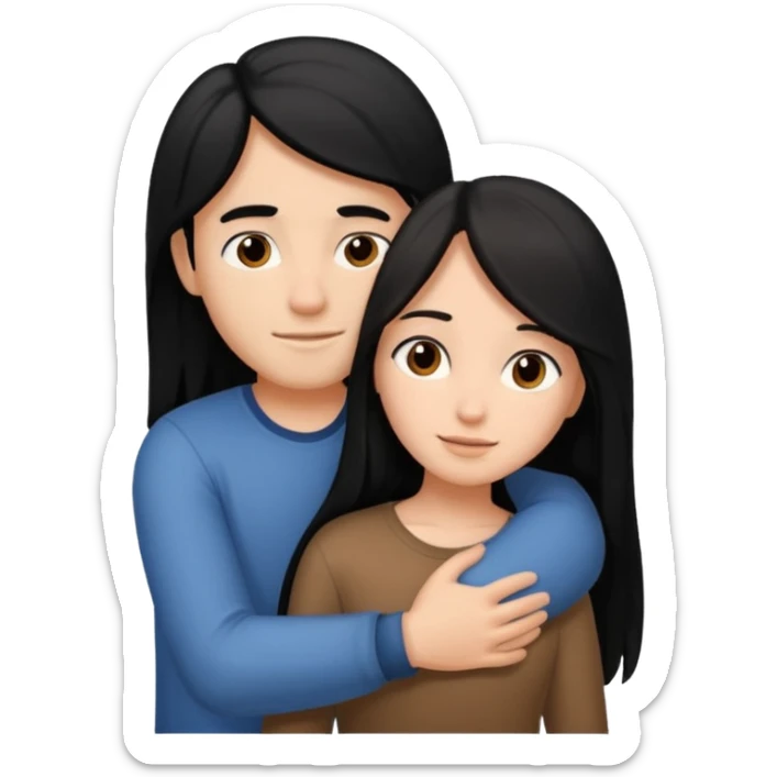 Couple that lobes eachother girl has black lonh hair he is white with brown hair sticker