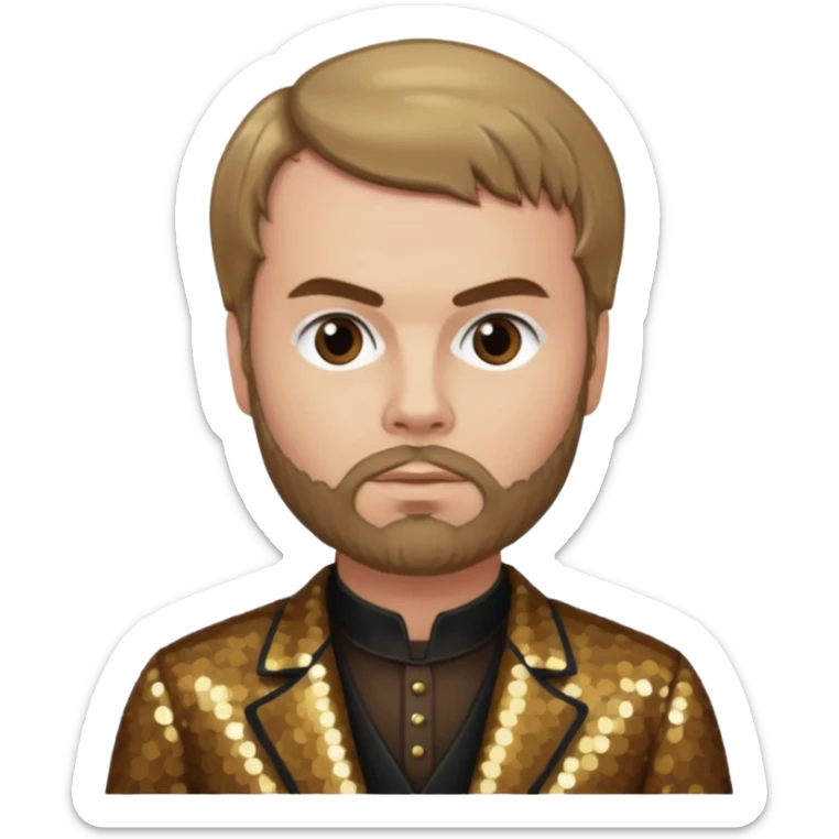 Paul Verlaine with dark blonde hair, bronze sequin outfit  sticker