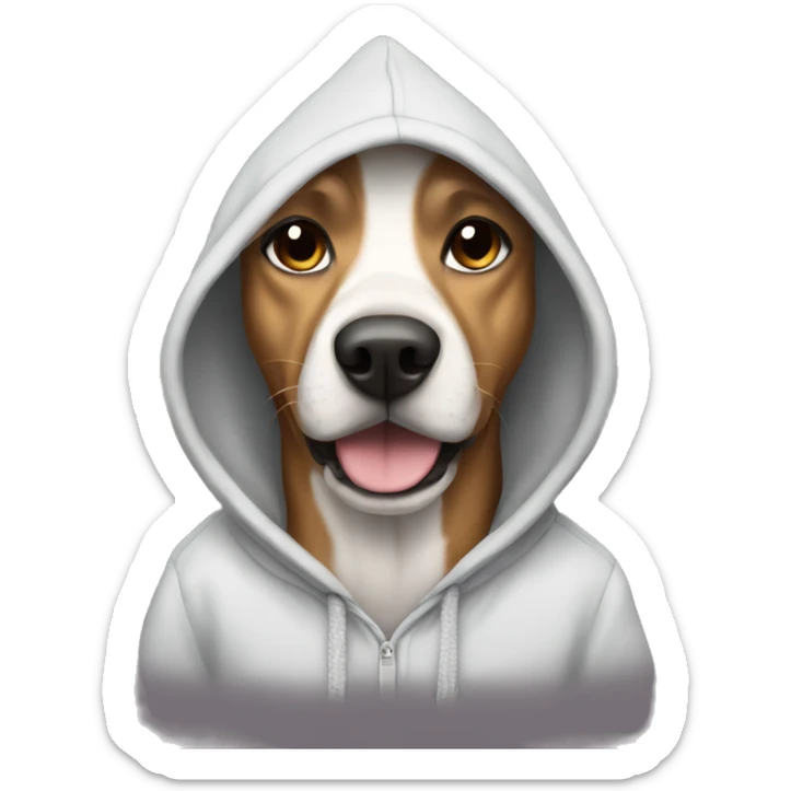 Dog wearing a hoodie sticker