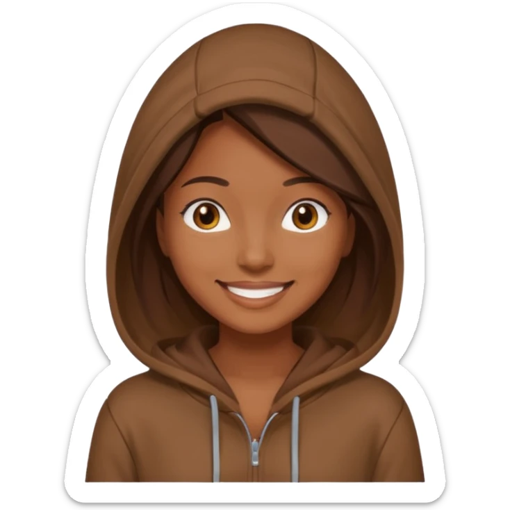 woman with brown hoodie sticker