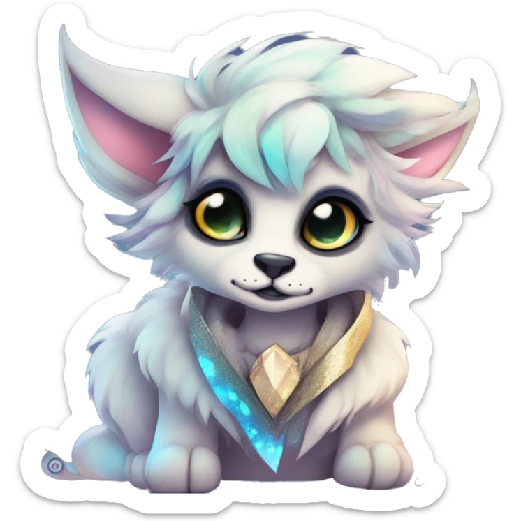 Cool cute Kawaii edgy ethereal futuristic modern epic fantasy animal sparkle fursona Fionbri creature by griffsnuff & LiLaiRa & Falvie full body sticker