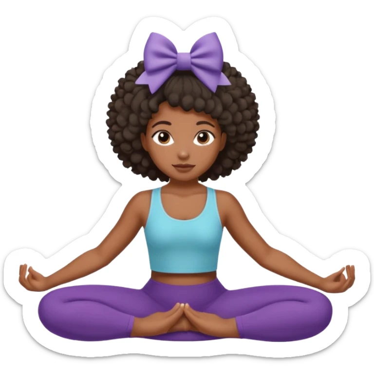Black girl with coily hair doing Pilates with a bow in her hair  sticker
